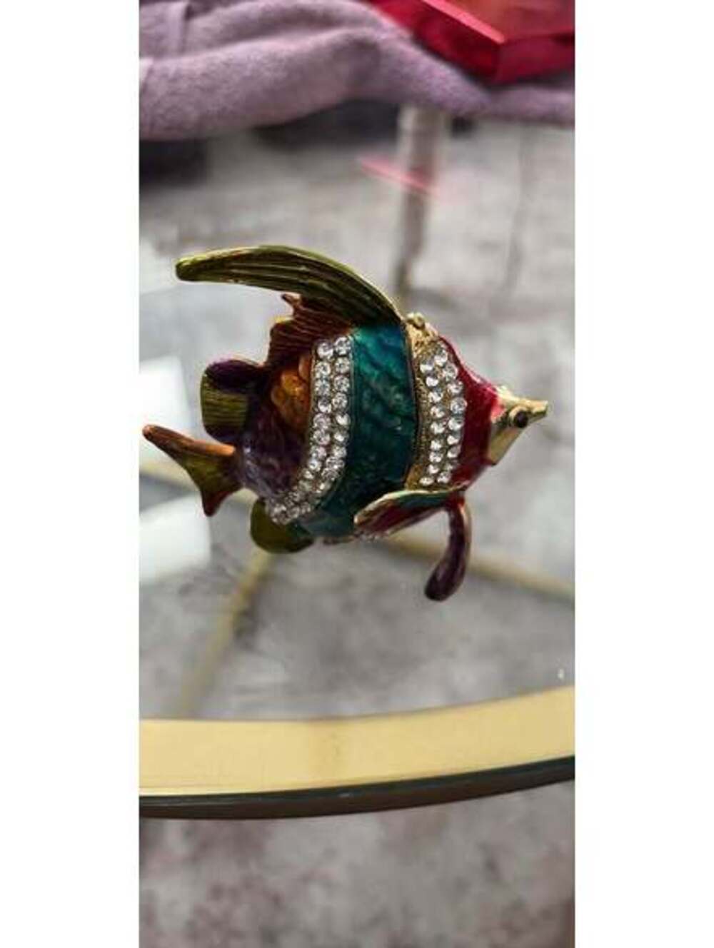 Colorful jeweled fish trinket box